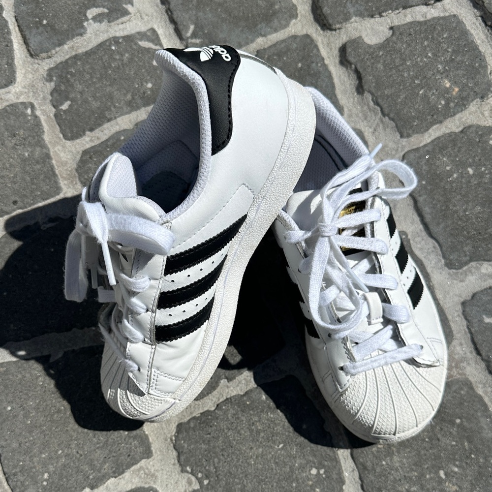 Adidas “Superstar” Kids Classic White and Black Sneakers